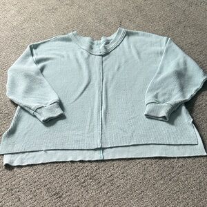 aerie Pastel Blue Crewneck Waffle-Knit Sweater
